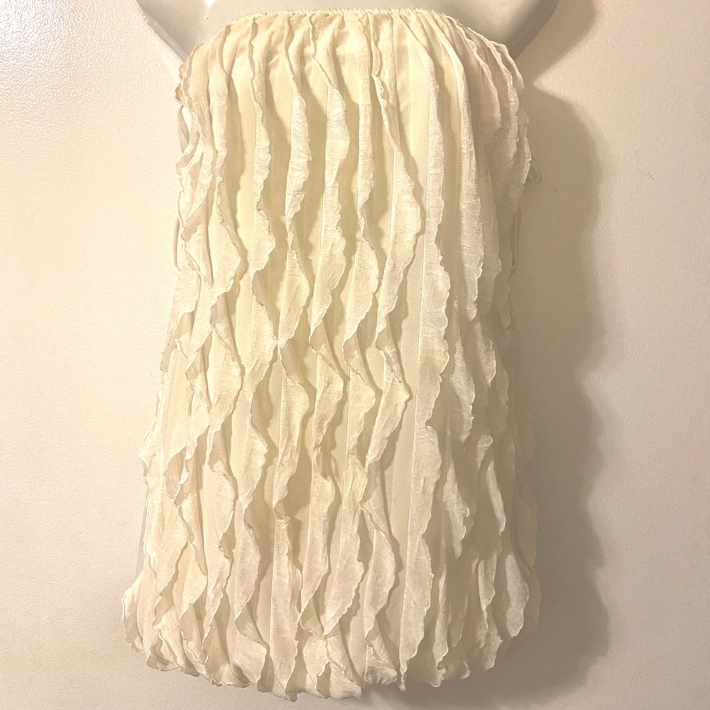 Cream Ruffled Strapless Top - Picture 3 of 4